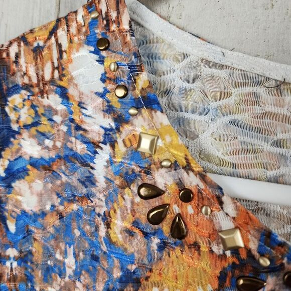 Alfred Dunner Studded Long Sleeve Blouse Multicolored Size Large - Picture 6 of 10